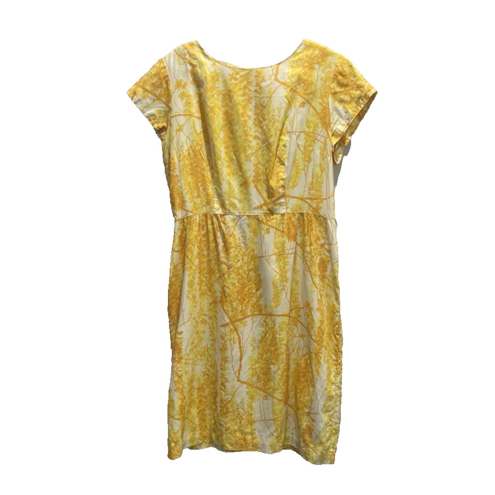 Vintage Sears Yellow Floral Arnel Triacetate Dress 70's Womens 10-12